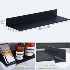 30*12*4 cm - Vægmonteret hylde - Badeværelseshylder - Metalhylder - vandtæt - små flydende metalhylder - væghylde