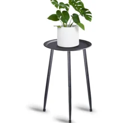 50 cm blomsterkummestativ i flere niveauer, metalplantestativ, til hjemmebalkon indendørs have (sort)