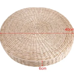 40 cm rund puf Tatami pude gulvpuder strå meditation blød yogamåtte