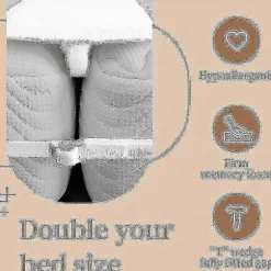 20 cm Sengebro Madrasforbinder til at lave enkeltsenge om til kingsize-kilemadras med madrasrem til gæstestue