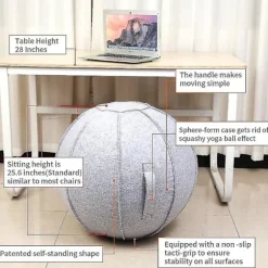 65 cm Siddepude til kontor, soveværelse og hjem, Pilates træningsbold med betræk, letvægtig, selvstående, ergonomisk, holdningsaktiverende træning-FA... | Fyndiq