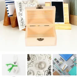 2 Craft Box armbånd, hængslede tænder, ædelstene/imiteret træ/ældet perle, medium kuffertlås, vintage brænderur