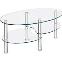 3 etagers glasbord med moderne ovalt design, tre etagers gennemsigtig hylde