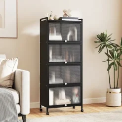 5 etagers køkkenhylde med 4 udtrækkelige pc-låger - COSTWAY - Sort - Metal - 60 x 32 x 154 cm Svart