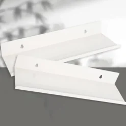 2 Flydende Væghylder, Hvide Vægmonterede Hylder Kompatible med Soveværelse, Badeværelse, Køkken, Stue, Kontor (30CM)
