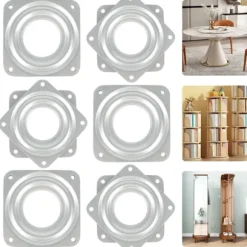 360 graders drejeskive, 6 stk. metal Lazy Susan drejeskive, Lazy Susan TV-drejeskive, 4 firkantet drejeskive, kugleleje drejeskive til kontormøbler, 3 | Fyndiq