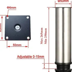 4 Justerbare Ben 250mm Højde Tykke Skabsben Bordben Fu_OF