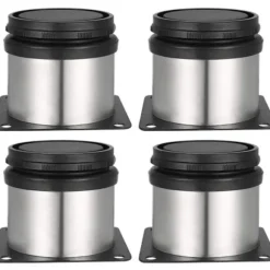 4 Justerbare Fødder 50mm Højde til Skab, Bord, Møbler, Rustfrit Stål, Højdejusterbar 0-15mm, Inkluderer Skruer