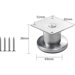 4 Justerbare Møbelben i Rustfrit Stål Sølv (3,8 cm)-FA-