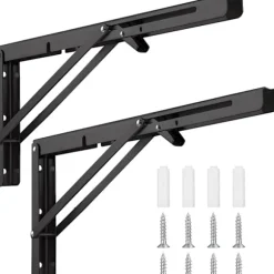 400 mm foldbar hyldebeslag, 2-delt foldbar hyldestøtte, kraftige metalvægmonterede foldbare beslag, pladsbesparende