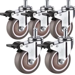 5 Pak Kontorstol Erstatningshjul (med bremser), Heavy Duty Universal Stol Hjul Enkelt Bremse