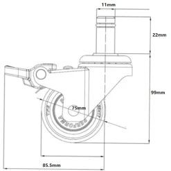5 Pak Kontorstol Erstatningshjul (med bremser), Heavy Duty Universal Stol Hjul Enkelt Bremse