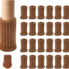 24 par skridsikre strikkede møbelsokker til stoleben, forhindrer ridser og reducerer støj, bevæger sig let, brun