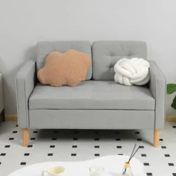 2 pers. sofa, sofa med opbevaringsplads, polstret sofa, dobbelt sofa med fløjlslook til stue, soveværelse, 117x 62 x 78 cm