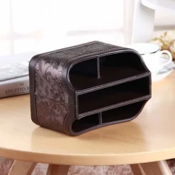 360° roterende fjernbetjeningsholder, TV-fjernbetjening lavet af PU-læder skrivebordsarrangør med 5 rum til TV, DVD, Blu-Ray fjernbetjeninger flower | Fyndiq