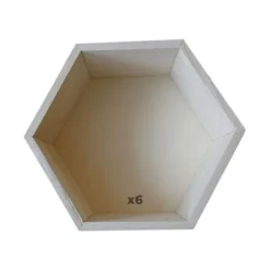 6 sekskantede træhylder 27 x 23,5 x 10 cm beige