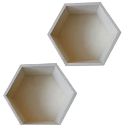 2 sekskantede træhylder 36 x 31 x 10 cm beige
