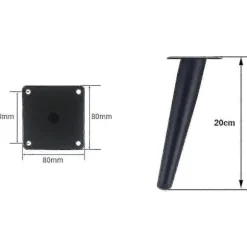 4 Skrå Bordben, Metal Skabben, Kegle Møbelben, Rustfrit Stål, Sort Lakerede 20 cm Høje, Skridsikre Stille Udskiftning Til Sofaer, Borde Og Ot