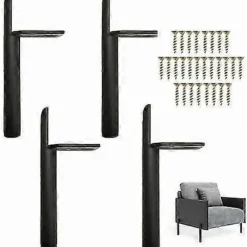 4 sorte møbelben i metal, reserveben til 15 cm sofa, gulvbeskyttelse + skridsikker lydløs base -Yx