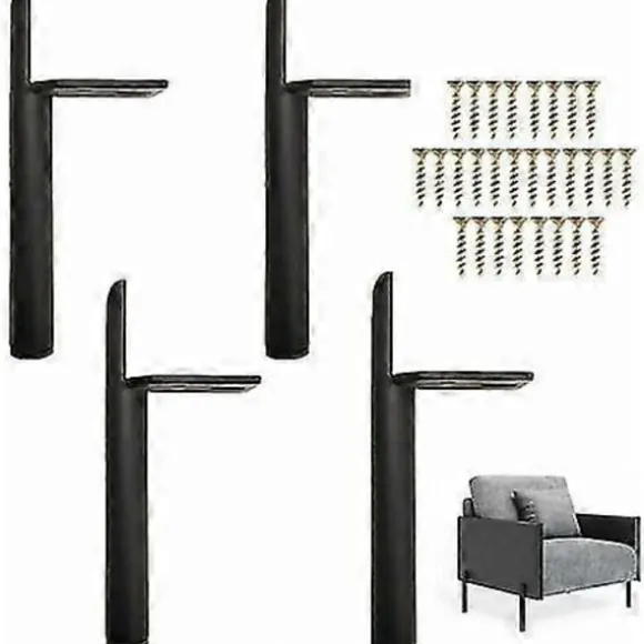 4 sorte møbelben i metal, reserveben til 15 cm sofa, gulvbeskyttelse + skridsikker lydløs base -Yx
