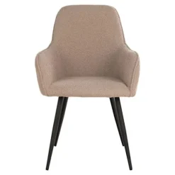 2 spisestuestole i beige loopet polyester med sorte ben Beige