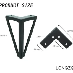 4 stk. 15 cm gyldne metalmøbelben, udskiftningsmøbelben, Su