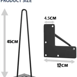4 STK 45 cm Hårnålsbordben Maks. støtte 204 kg med beskyttelsesfødder Midt-århundredes moderne stil til møbelben Sofabordben 45cm