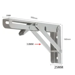 2 stk. 300 mm vægmonteret foldbart beslag, foldbart konsolbeslag, kraftige foldbare hyldebeslag, fold