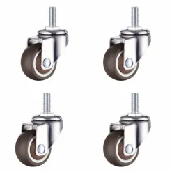 4 stk. 1 tommer små, små indkøbsvognshjul, udskiftning, drejelige hjul, blødt gummi M6x 15mm mini gevindstammehjul