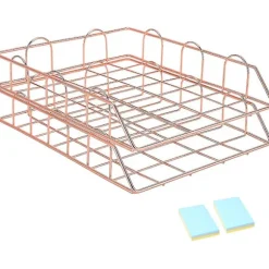 2 stk. A4 brevbakke stabelbar, metal skrivebordstilbehør arrangør dokumentbakke