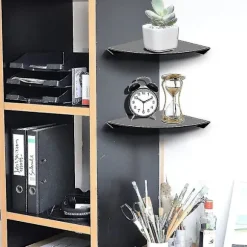 2 stk. Akryl Hjørnehylde Flydende Vægopbevaringsdisplayholder, sort
