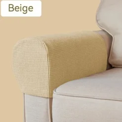2 stk Beige Sofa Armlæn Beskytter Anti-Slip Stræk Sofa Armlæn Beskytter Møbel Armlæn Stol Beskytter Dæk Arm Beskytter Ærme