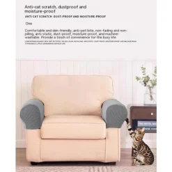 2 stk Beige Sofa Armlæn Beskytter Anti-Slip Stræk Sofa Armlæn Beskytter Møbel Armlæn Stol Beskytter Dæk Arm Beskytter Ærme