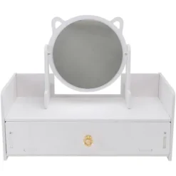 1 stk. Bordplade Pige Makeup Spejl Opbevaringsskuffe Struktur Pige Kosmetik Spejl