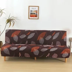 1 stk. brunt blad mønster stræk sovesofa betræk – pasform, støvtæt, let at rengøre, elastisk stof, retro design, brug hele sæsonen til foldbare sovesofaer | Fyndiq