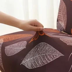 1 stk. brunt blad mønster stræk sovesofa betræk – pasform, støvtæt, let at rengøre, elastisk stof, retro design, brug hele sæsonen til foldbare sovesofaer | Fyndiq