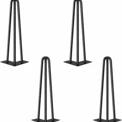 4 stk. DIY Pin-ben til bord og stole med 4 benbeskyttere - Krom H30CM-3 stænger KLB