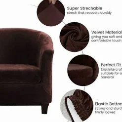 2 stk. Fløjl Badekarsstol Betræk med Aftageligt Blødt Strækbart Hyndebetræk Badekarsstol Betræk Lænestol Sofa Møbelbeskytter til Stue Cl