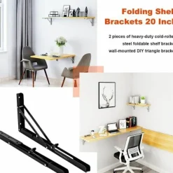 2 stk. foldebeslag, 20 tommer - 500 mm foldbare hyldebeslag, kraftige foldbare beslag i rustfrit stål, af DEBUNS