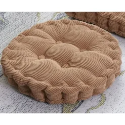 2 stk. gulvpuder, firkantet og rund meditationspude, fløjlsagtig siddehynde, dekorativ stolpude (15,8×15,8 tommer ×40 cm, kaffe, rund)_OF