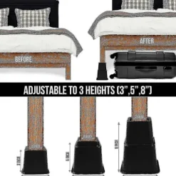 8 stk. justerbare møbelhævere (4 høje og 4 lave) - Robust hæver med pladsbesparende design - Sengehæver, bordhæver, stol eller sofa
