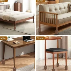 4 stk. Justerbare Sengestøtter 22-42mm Brun Møbelforhøjere 10cm