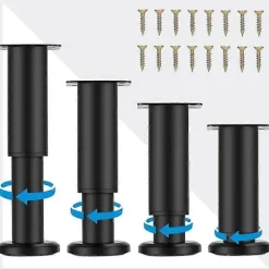 1 stk. justerbare teleskopiske kabinetben til sofamøbler, metalmøbelben, kabinetbord, sovesofaben, møbelben, fødder 12-18cm