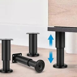 1 stk. justerbare teleskopiske kabinetben til sofamøbler, metalmøbelben, kabinetbord, sovesofaben, møbelben, fødder 12-18cm