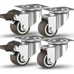 4 stk Møbelhjul, 25 mm Svingbare Hjul med Bremse Industrielt Transport