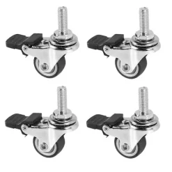 4 stk. Mini Små Hjul 1 Tomme M8X15Mm Tpe Støjsvage Hjul Med Bremse Universalhjul Til Møbler