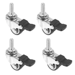 4 stk. Mini Små Hjul 1 Tomme M8X15Mm Tpe Støjsvage Hjul Med Bremse Universalhjul Til Møbler