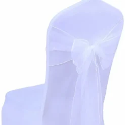 25 stk. Organza Stol Sløjfer Stol Betræk Bryllupsfest Event Fødselsdag Ceremoni Dekoration 17 x 275cm 22 Farver (Inkluderer ikke stolbetræk) - Hvid
