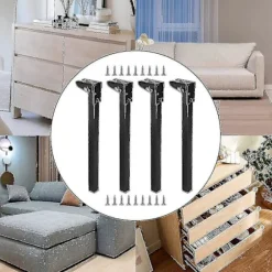 4 stk. Sammenklappelige bordben Sammenklappelige bordben Multipurpose Bærbare Stabile Til Natborde Bænk Computerbord Tilbehør-hy Black Height 50cm