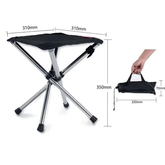 1 stk (Sort) Bærbar Campingstol, Foldbar Campingstol